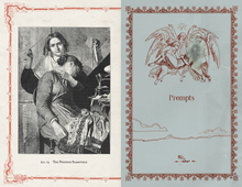 Load image into Gallery viewer, Sample Page spread showing an illustration of a woman holding a pin and the introduction illustration of angels carrying a woman.