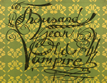 Load image into Gallery viewer, interior view from Thousand Year Old Vampire, featuring calligraphy of title