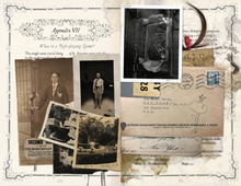 Load image into Gallery viewer, interior view from Thousand Year Old Vampire, featuring collaged elements obscuring a page of text.