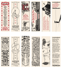 Load image into Gallery viewer, a sheet containing all six bookmarks, front and back
