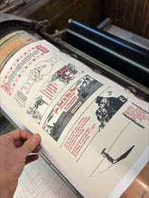 Load image into Gallery viewer, An image of uncut bookmarks on a letterpress machine
