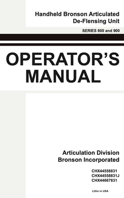 cover of Operator's Manual for the Handheld Bronson Articulated De-Flensing Unit: A Game